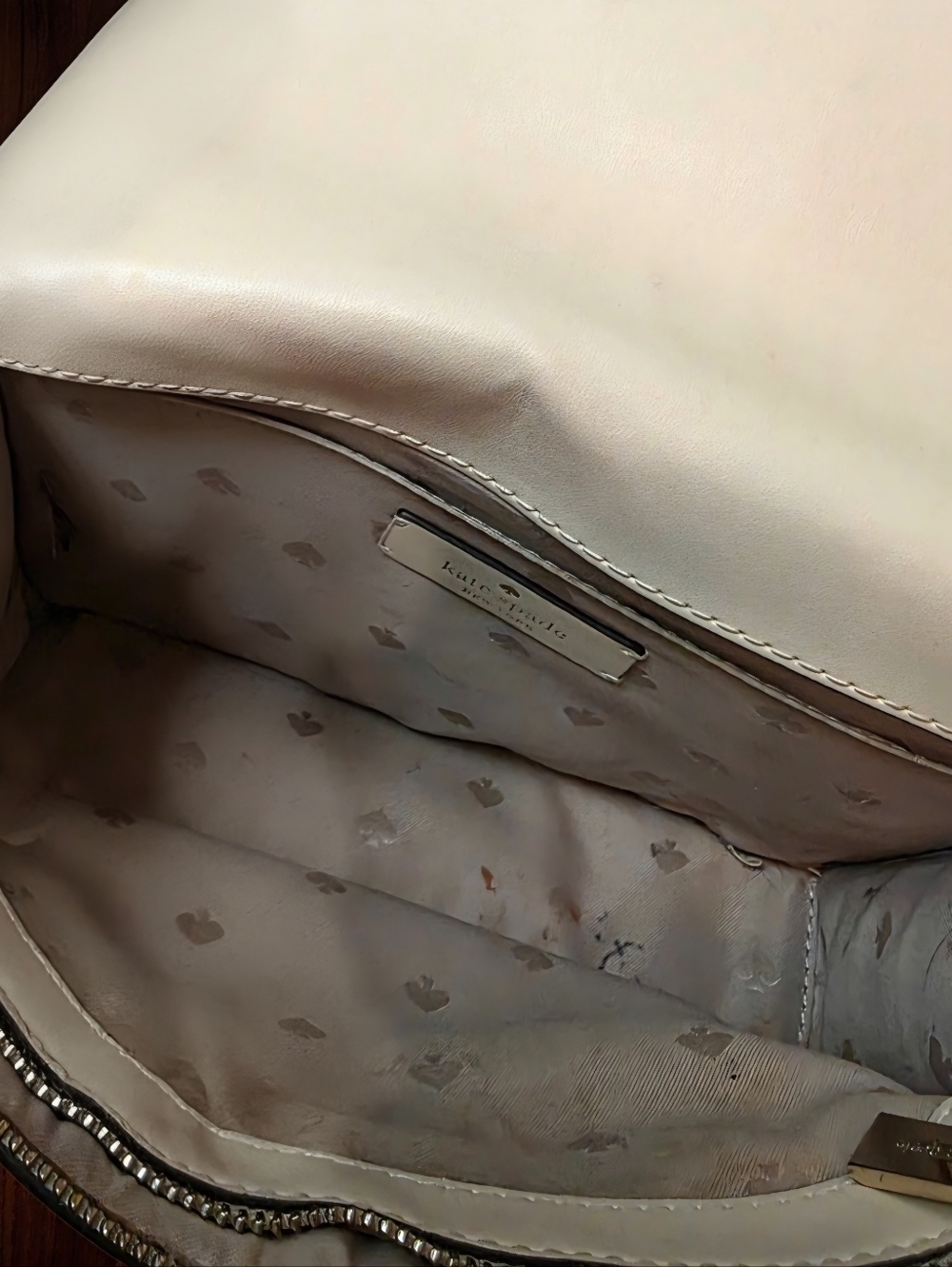 Kate Spade Shoulder Bag Croc-Embossed Chain-Cream $13 GOOD - Picture 12 of 15